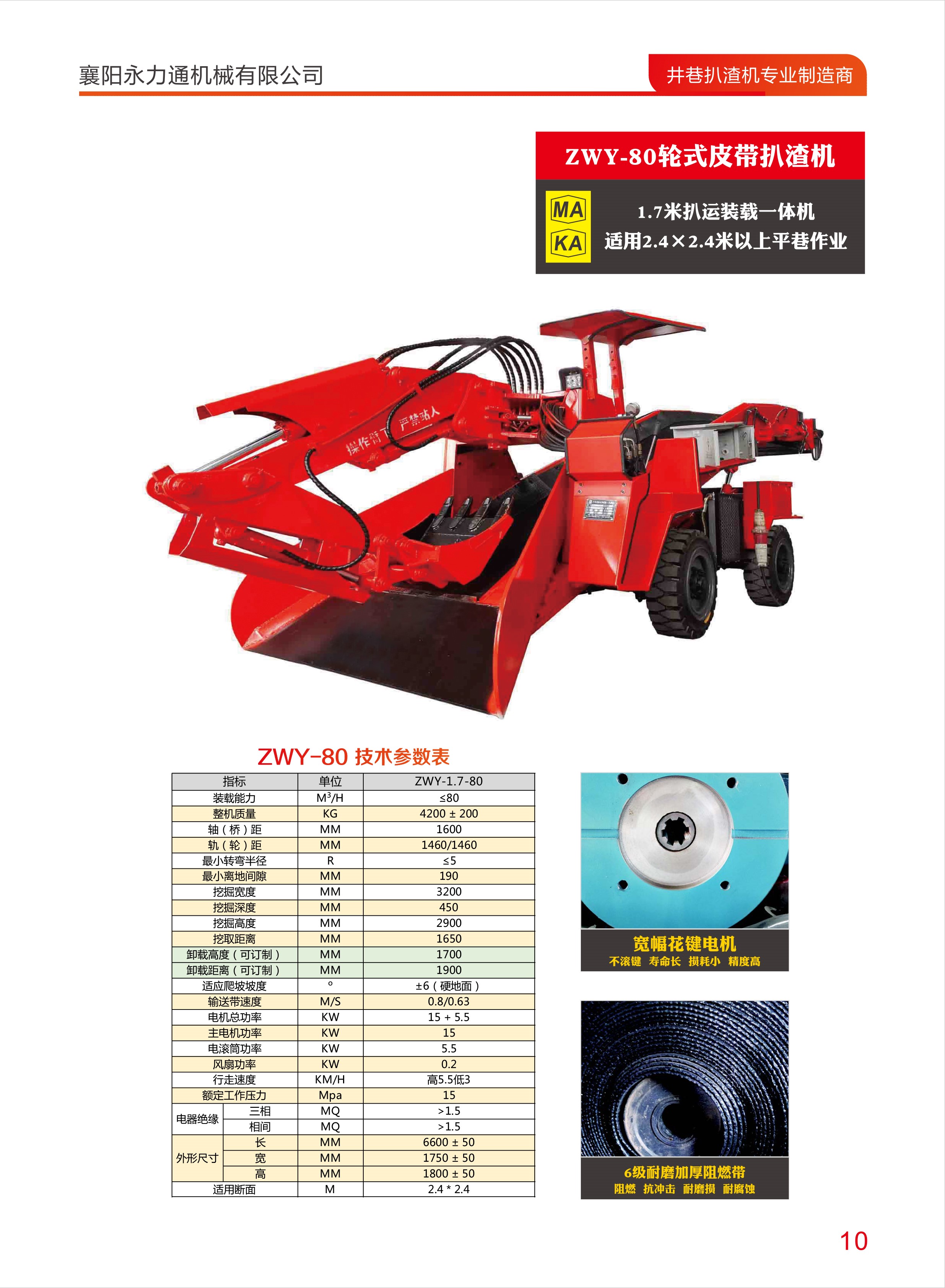 80型輪式皮帶扒渣機(jī)參數(shù)表